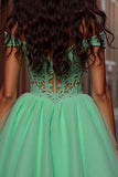 Tulle vert clair une robe courte de retour à la maison avec appliques