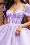 Blush Floral Tulle Corset Robe Courte Homecoming Avec Manches