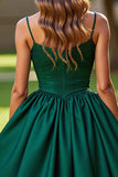 A Line Corset Robe courte en satin vert foncé pour les retrouvailles