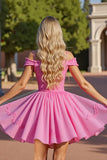 Corset rose épaule froide courte Homecoming Dress avec appliques