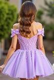 Robe courte en tulle corset lavande scintillante avec paillettes
