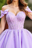 Robe courte en tulle corset lavande scintillante avec paillettes