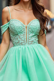 A Line Tulle Menthe Vert Menthe Robe courte de retour à la maison