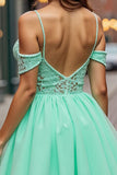 A Line Tulle Menthe Vert Menthe Robe courte de retour à la maison