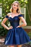 Robe courte corset marine avec appliques