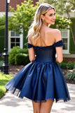 Robe courte corset marine avec appliques