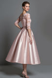 Satin Abricot Une Ligne Mère De La Mariée Robe Avec Appliques