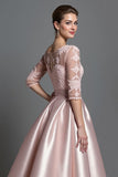 Satin Abricot Une Ligne Mère De La Mariée Robe Avec Appliques