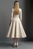 Satin Abricot Une Ligne Col V Robe Mère De La Mariée