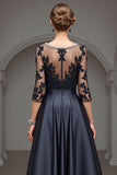 Marine Une Ligne Haute Bas Mère De La Mariée Robe Avec Appliques