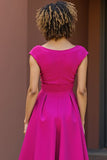 Robe Midi Mère De La Mariée À Col V Fuchsia Une Ligne