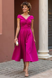 Fuchsia Épaule Dénudée Une Ligne Robe Mère De La Mariée