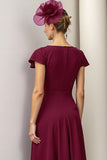 Bourgogne Une Ligne Florale Robe Mère De La Mariée