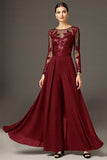 Noir À Manches Longues Une Ligne Mère De La Mariée Robe Avec Appliques