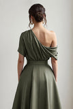 Satin Noir Une Ligne Robe Mère De La Mariée Avec Poches