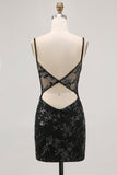 Vert foncé moulante dos nu corset transparent Homecoming Dress avec paillettes