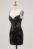 Paillettes scintillantes vert foncé Moulante corset dos nu Robe de retour