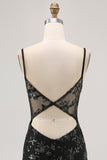 Vert foncé moulante dos nu corset transparent Homecoming Dress avec paillettes