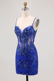 Paillettes scintillantes vert foncé Moulante corset dos nu Robe de retour