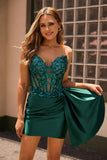 Robe moulante de retour aux sources scintillante vert foncé avec corset à paillettes
