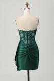 Robe moulante de retour aux sources scintillante vert foncé avec corset à paillettes