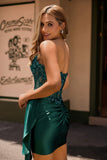 Robe moulante de retour aux sources scintillante vert foncé avec corset à paillettes