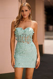 Sage Sweetheart Corset Applique Robe Courte Retrouvailles