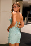 Sage Sweetheart Corset Applique Robe Courte Retrouvailles
