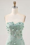 Sage Sweetheart Corset Applique Robe Courte Retrouvailles