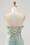 Sage Sweetheart Corset Applique Robe Courte Retrouvailles