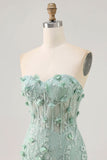 Sage Sweetheart Corset Applique Robe Courte Retrouvailles