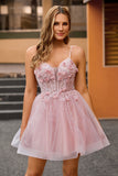 Rose Une ligne perlée Corset courte maison de bal avec appliques