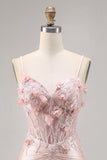 Robe moulante de retour à la maison corset en satin rose avec appliques