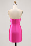 Robe moulante moulante perlée fuchsia fuchsia avec fente