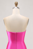 Robe moulante moulante perlée fuchsia fuchsia avec fente