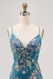 Robe courte moulante noire à fleurs avec paillettes