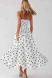 Robe bustier blanche à pois noirs