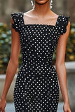 Sirène Robe noire à pois blancs avec volants