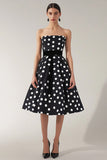 Robe bustier noir blanc à pois