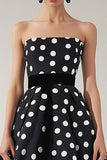 Robe bustier noir blanc à pois