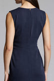 Robe de travail midi froncée fourreau bleu marine