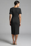 Robe de travail midi fourreau froncé champagne simple