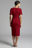 Robe de travail midi fourreau froncé champagne simple