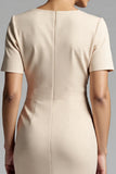 Robe de travail midi fourreau froncé champagne simple