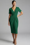 Robe de travail midi fourreau froncé champagne simple