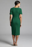 Robe de travail midi fourreau froncé champagne simple