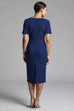 Robe de travail midi fourreau froncé champagne simple