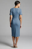 Robe de travail midi fourreau froncé champagne simple