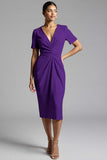 Robe de travail midi fourreau froncé champagne simple
