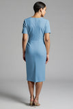 Robe de travail midi fourreau froncé champagne simple